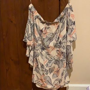 Leaf print romper dress